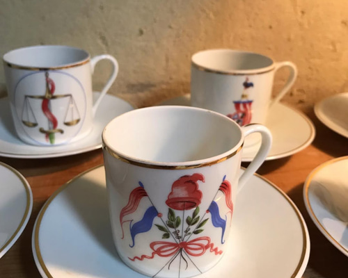 フランス アンティーク雑貨LU ルー カップ（大）　ヴィンテージ陶器製取っ手付き フランス LEGLE（レグル） 200年記念 コーヒーカップ＆ソーサー