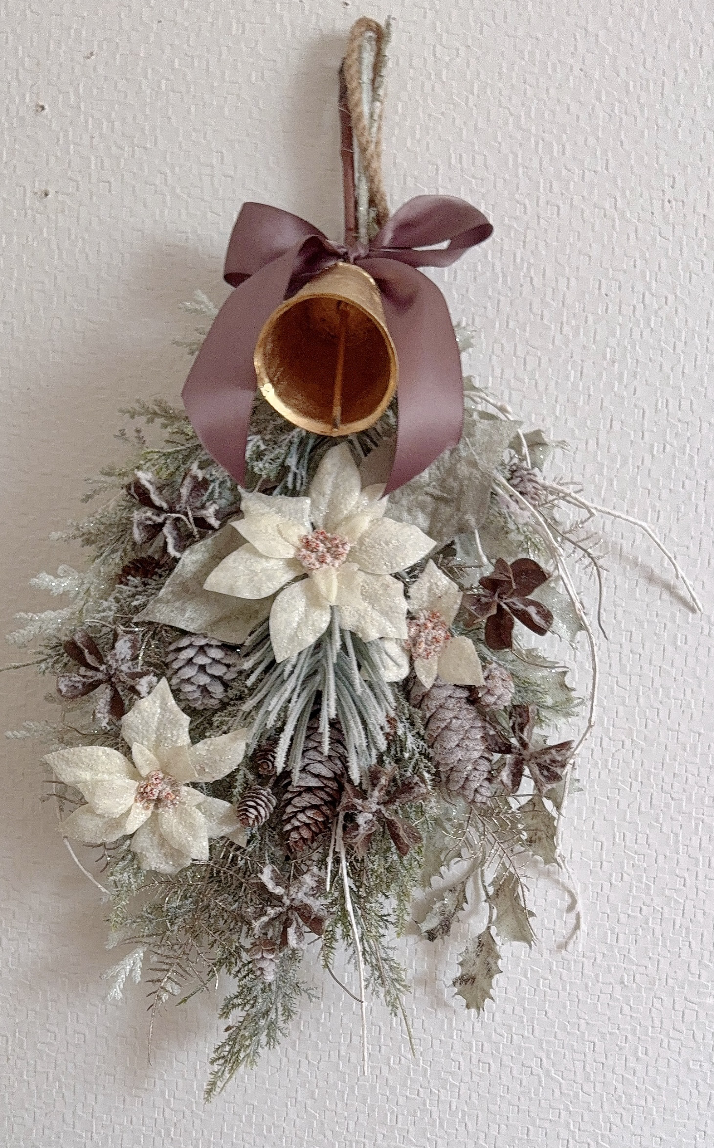 ❤️SALE❤️スノーホワイトポインセチアクリスマススワッグ☃️