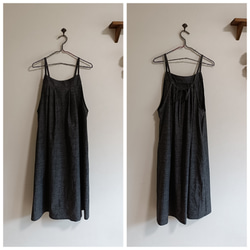 綿スラブシャンブレーキャミソール型ワンピースブラック 4枚目の画像