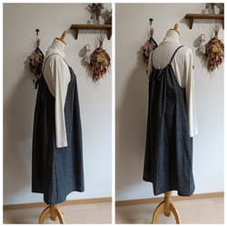 綿スラブシャンブレーキャミソール型ワンピースブラック 2枚目の画像