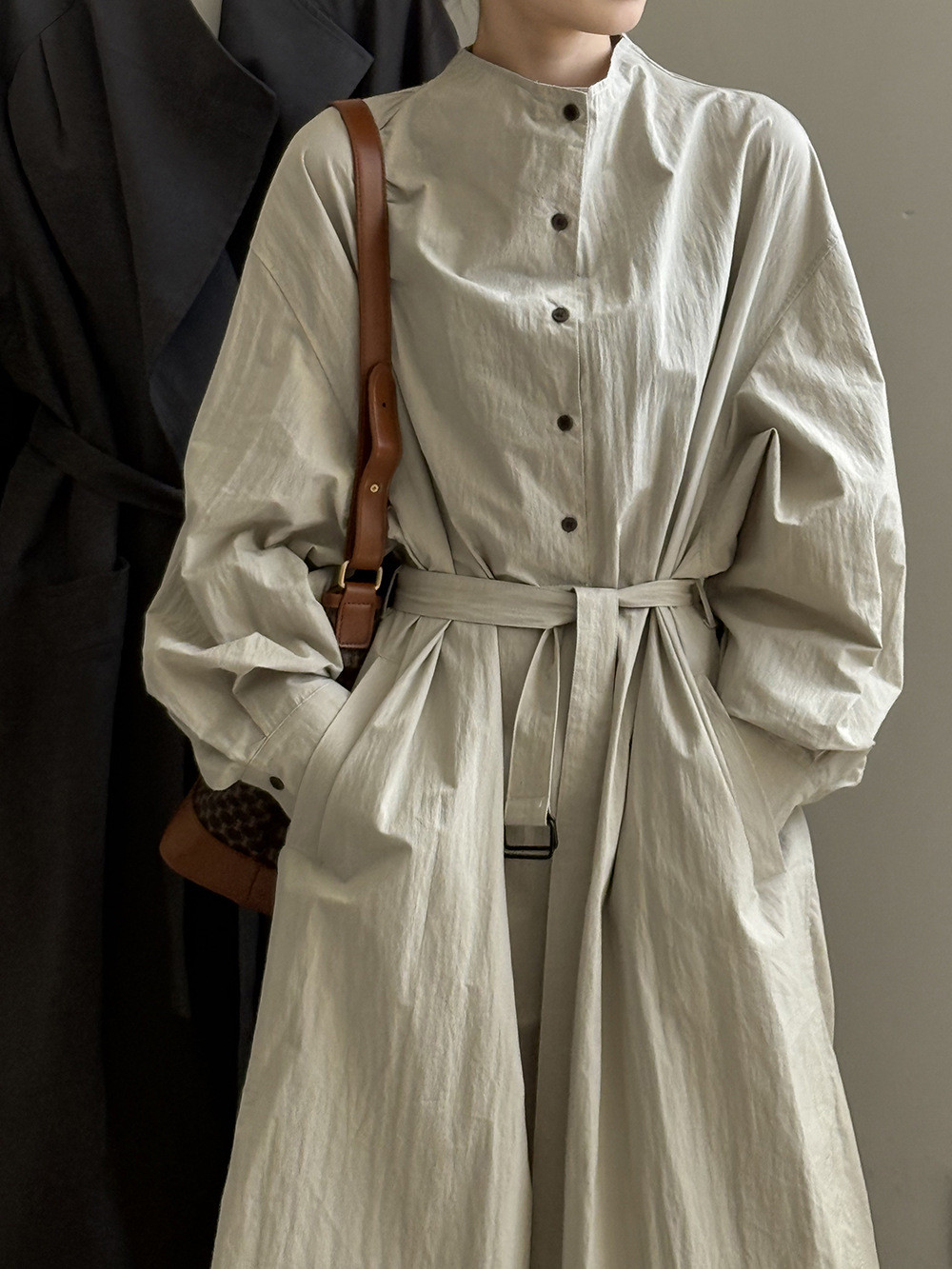 秋レディースプルオーバーベルト付きエレガントロングシャツドレス【返品・交換可】品質最優先25-341