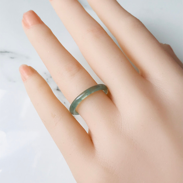 [R28-036］ ジェイド　JADE ヒスイ　本翡翠　くりぬき　リング　天然石　一点物　グアテマラ産　13号　指輪 7枚目の画像