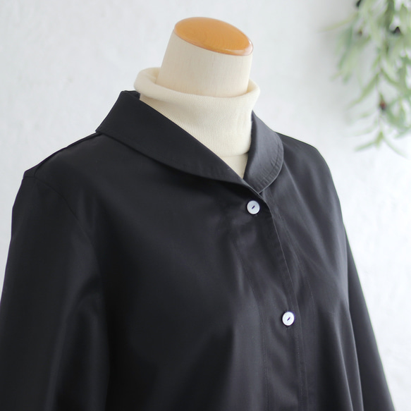 《在庫限り》秋冬に活躍✦ コットンツイル ショールカラー ジャケットコート（ブラック）CO08 6枚目の画像