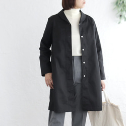 《在庫限り》秋冬に活躍✦ コットンツイル ショールカラー ジャケットコート（ブラック）CO08 1枚目の画像