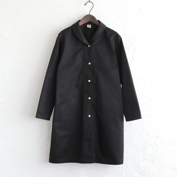 《在庫限り》秋冬に活躍✦ コットンツイル ショールカラー ジャケットコート（ブラック）CO08 12枚目の画像