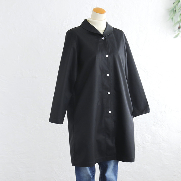 《在庫限り》秋冬に活躍✦ コットンツイル ショールカラー ジャケットコート（ブラック）CO08 5枚目の画像
