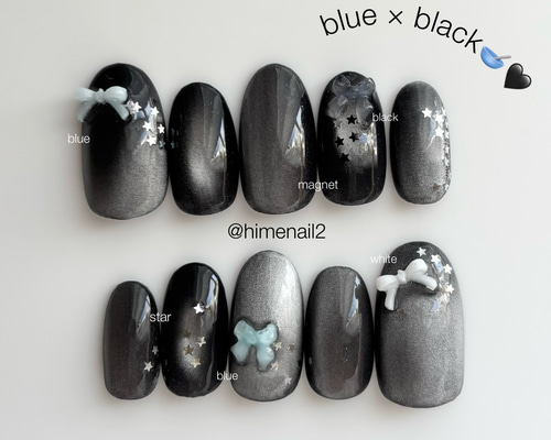 新作【No.14】ブラック フラッシュ マグ 星屑 ネイルチップ 夜空 冬 星