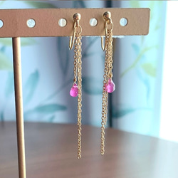 【天然石イヤリング】ルビー＆サージカルステンレス　ハンドメイド 3枚目の画像