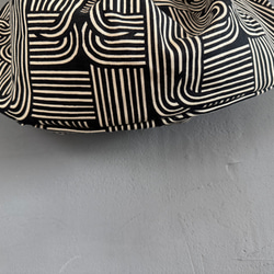 1点のみ★大人レトロな木製四角のウッドリングバック　黒しましま北欧　ミニバック旅行にも 4枚目の画像