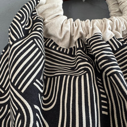 1点のみ★大人レトロな木製四角のウッドリングバック　黒しましま北欧　ミニバック旅行にも 6枚目の画像