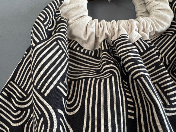 1点のみ★大人レトロな木製四角のウッドリングバック　黒しましま北欧　ミニバック旅行にも 6枚目の画像