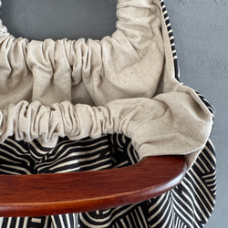 1点のみ★大人レトロな木製四角のウッドリングバック　黒しましま北欧　ミニバック旅行にも 3枚目の画像