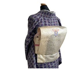 手軽にお太鼓-作り帯】正絹 袋帯 金銀 黒地 和装小物（帯・半襟） 枯淡