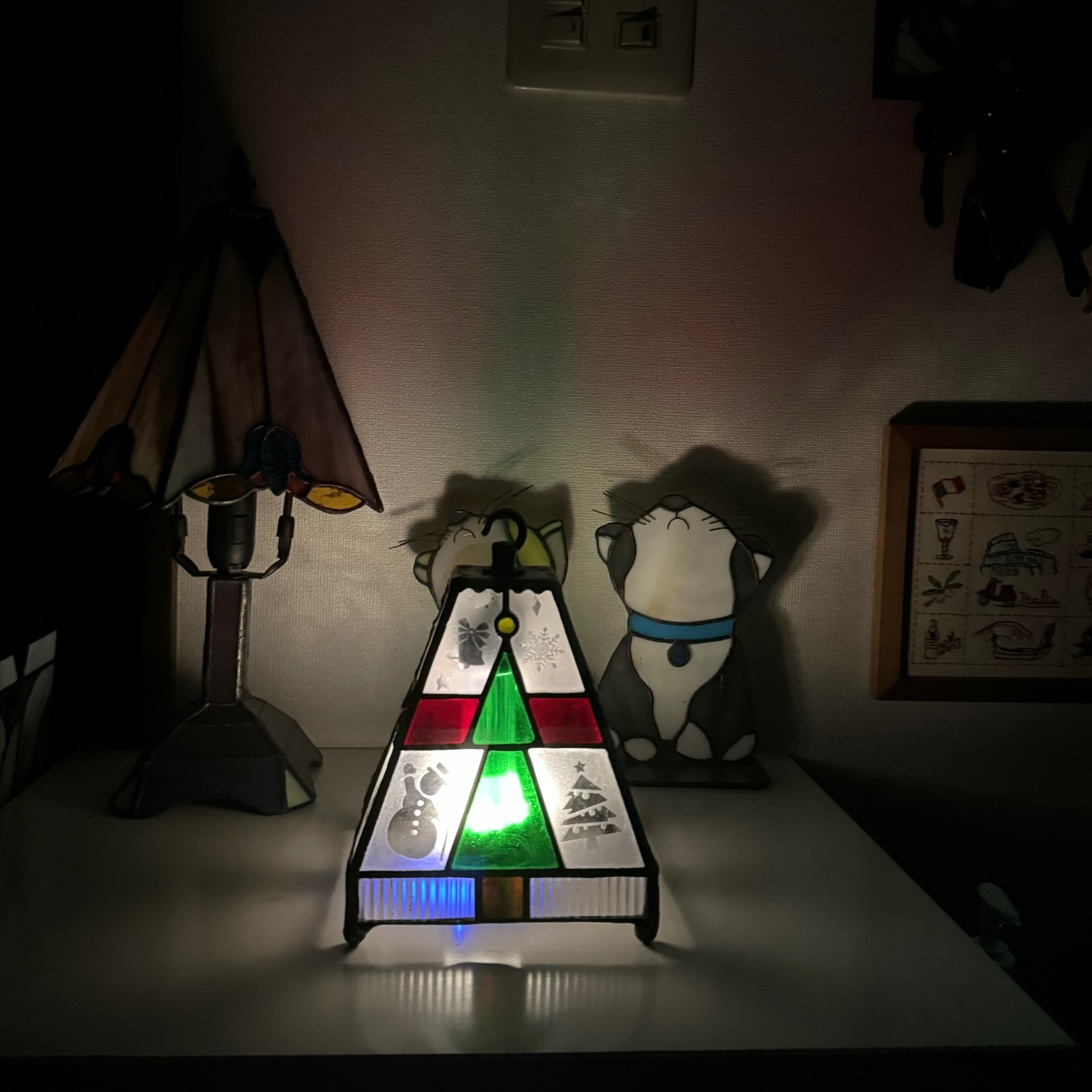 #MerryCreema 光の色とガラス模様を楽しむ 、クリスマス 3.ステンドグラスどこでもランタン