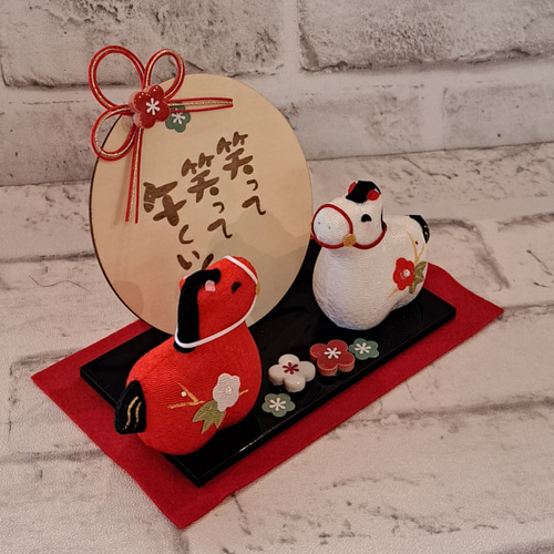 2026 干支飾り 午♡ 午年お正月飾り ちりめん細工人形 卓上タイプ 干支