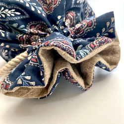 Marcella花刺繍のマニフィーク巾着バッグ iLiv社高級イギリス生地 高品質エンブロイダリー 太番手フレンチリネン 16枚目の画像