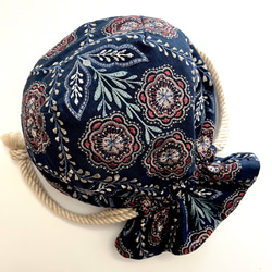 Marcella花刺繍のマニフィーク巾着バッグ iLiv社高級イギリス生地 高品質エンブロイダリー 太番手フレンチリネン 14枚目の画像