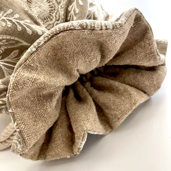 Marcella花刺繍のマニフィーク巾着バッグ iLiv社高級イギリス生地 高品質エンブロイダリー 太番手フレンチリネン 17枚目の画像