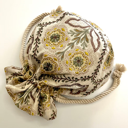 Marcella花刺繍のマニフィーク巾着バッグ iLiv社高級イギリス生地 高品質エンブロイダリー 太番手フレンチリネン 16枚目の画像