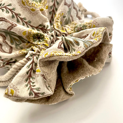 Marcella花刺繍のマニフィーク巾着バッグ iLiv社高級イギリス生地 高品質エンブロイダリー 太番手フレンチリネン 17枚目の画像