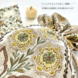 Marcella花刺繍のマニフィーク巾着バッグ iLiv社高級イギリス生地 高品質エンブロイダリー 太番手フレンチリネン 8枚目の画像