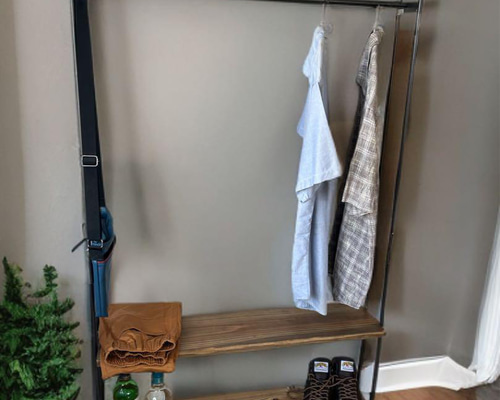 ハンガーラック　オリジナル アンティーク風　ハンドメイド　2段棚　アイアン家具 ハンガーラック アンティーク風 ハンドメイド 2段棚 アイアン家具