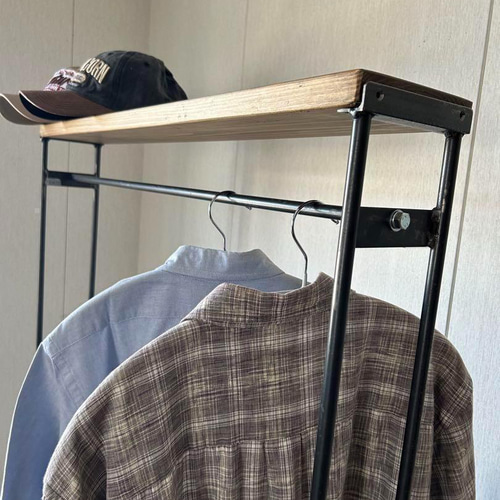 ハンガーラック　オリジナル アンティーク風　ハンドメイド　2段棚　アイアン家具 ハンガーラック アンティーク風 ハンドメイド 2段棚 アイアン家具