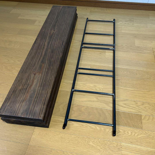 マルシェ 【カフェ板×アイアン】 カフェ板3段シェルフ 古材風