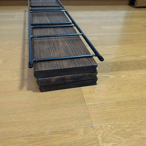 マルシェ 【カフェ板×アイアン】 カフェ板3段シェルフ 古材風