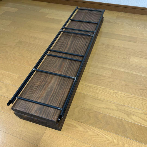 【カフェ板×アイアン】　カフェ板3段シェルフ　古材風ジャコビーン仕上げ マルシェ 【カフェ板×アイアン】 カフェ板3段シェルフ 古材風