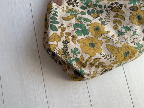 新作★秋マスタード花★トライアングルバック　綿麻　北欧エレガント 9枚目の画像