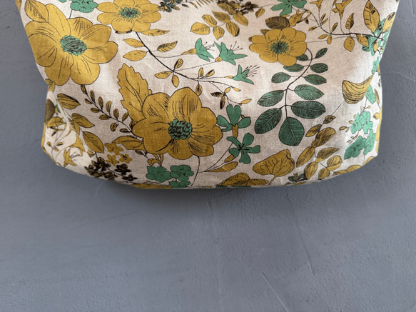 新作★秋マスタード花★トライアングルバック　綿麻　北欧エレガント 7枚目の画像