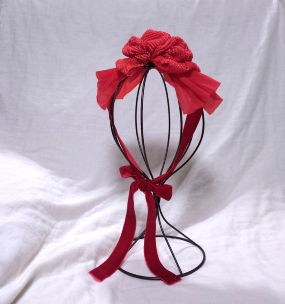 10042】七五三☆顎紐リボン別途☆ひな祭り・成人式・髪飾り・ヘッド