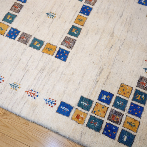 ペルシャ ギャッベ リビング ラグ 200x152cm パネル柄 RJ206D3