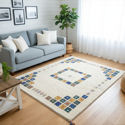 ペルシャ ギャッベ リビング ラグ 200x152cm パネル柄 RJ206D3