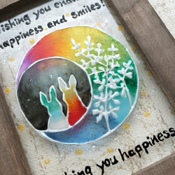 送料無料*ステンドグラス風フレーム*月とうさぎ･幸福･萩･グラスアート･イラスト･プレゼントにも･ハンドメイド♪ 3枚目の画像