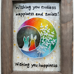 送料無料*ステンドグラス風フレーム*月とうさぎ･幸福･萩･グラスアート･イラスト･プレゼントにも･ハンドメイド♪ 1枚目の画像