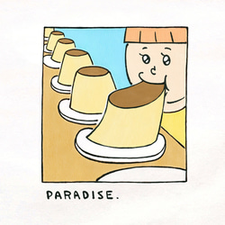 長袖Tシャツ『パラダイスプリン』男女兼用 ロンT ホワイト スイーツ 2枚目の画像