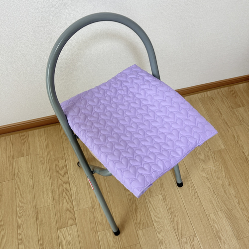 防災頭巾カバー 座布団カバー 女の子 紫 ハート 入園入学 通園通学