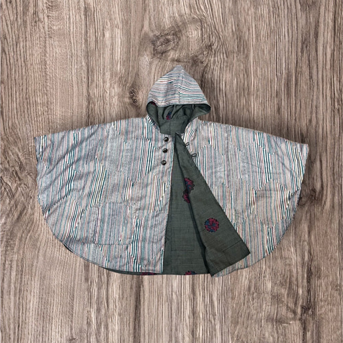 2510B】着物リメイク リバーシブル ケープコート ポンチョコート