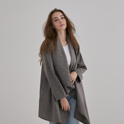 圍裹領大衣 - 混色淺 第6張的照片