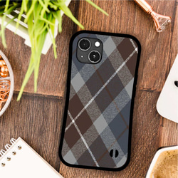 チェック  耐衝撃 グリップケース iPhoneケース 2枚目の画像