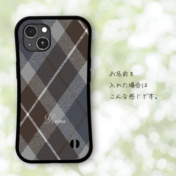 チェック  耐衝撃 グリップケース iPhoneケース 4枚目の画像
