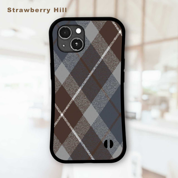 チェック  耐衝撃 グリップケース iPhoneケース 1枚目の画像