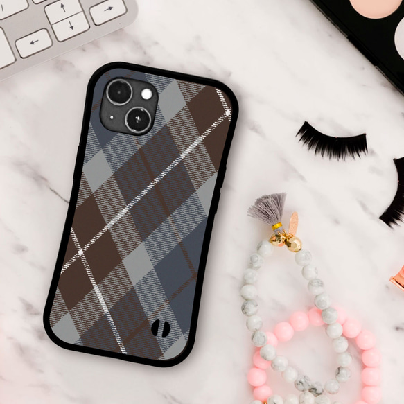 チェック  耐衝撃 グリップケース iPhoneケース 3枚目の画像