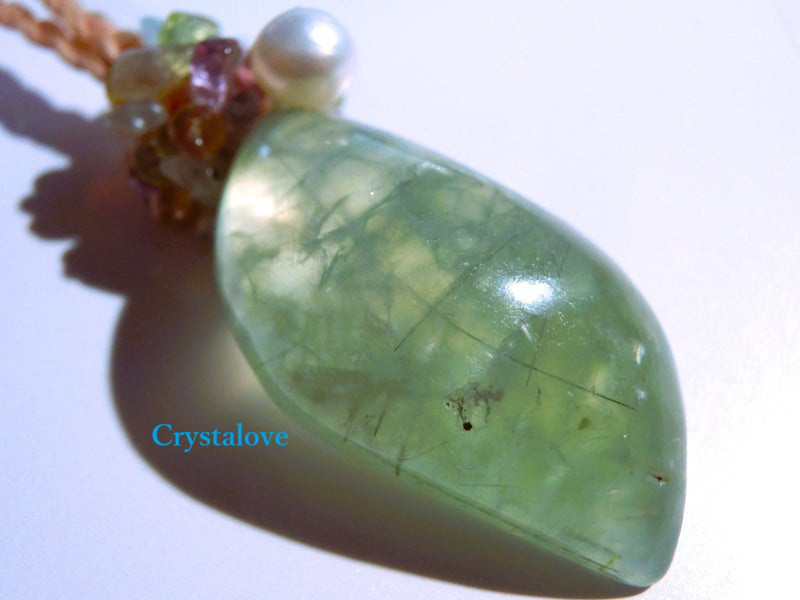 【Amulet】大天使ラファエルの癒し プレナイト マクラメ ペンダント