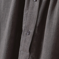 大人の上品な可愛らしさを演出 丸襟ワンピース　ロングワンピース　リネンワンピース 　ダークグレー250918-3 5枚目の画像