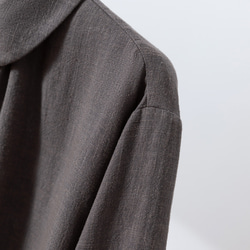 大人の上品な可愛らしさを演出 丸襟ワンピース　ロングワンピース　リネンワンピース 　ダークグレー250918-3 3枚目の画像