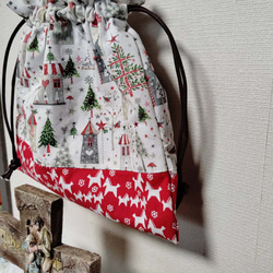 再販2025ドイツのクリスマス　もみの木　教会　ダビデの星　巾着ポーチ　巾着バッグ　マッシュルーム 9枚目の画像