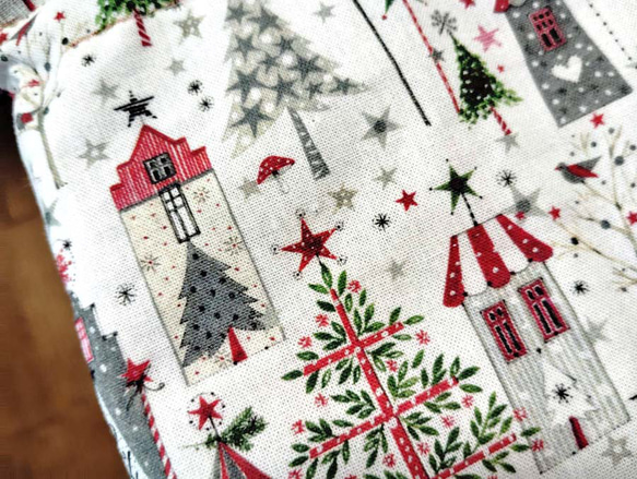 再販2025ドイツのクリスマス　もみの木　教会　ダビデの星　巾着ポーチ　巾着バッグ　マッシュルーム 5枚目の画像